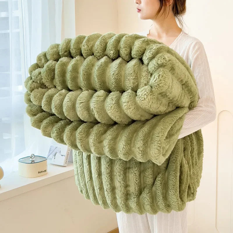 Thickened Wide Striped Flannel Multifunctional Blanket Autumn, Can Be Used As Bed Sheet Winter Blanket, Sofa Blanket,nap Blanket