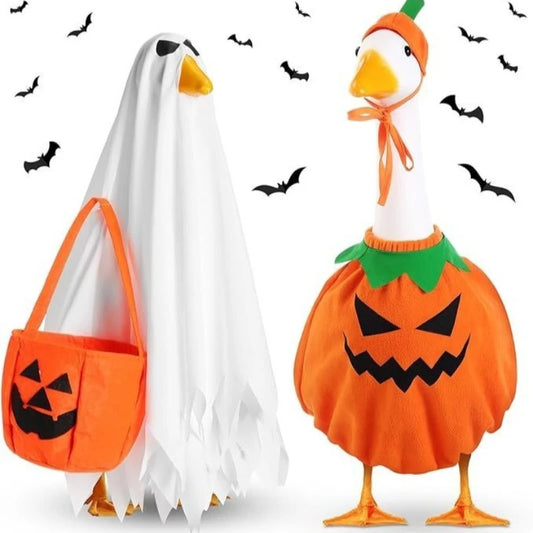Halloween Porch Goose Costume Set Halloween Porch Outfit with Hat,Ghost Costume and Pumpkin Basket Christmas Party Decoration