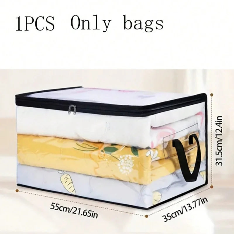 Clear Blanket Storage Bags with Zipper, Plastic Storage Bags for Closet Clothes Comforter Toys Sweaters Bedding, Bed Organizers