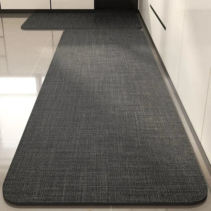 Kitchen Carpet Non-slip Waterproof Oil-proof PVC Leather Floor Mat Minimalist Gray White Letter Long Size Home Decoration Rugs