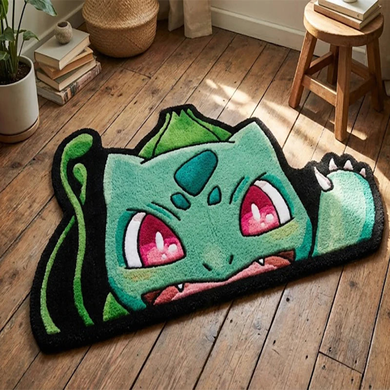 Anime Pokemon Cool Bulbasaur Irregular Area Rugs Children Birthday Gifts Home Bedroom Deco Door Kitchen Mats Living Room Rugs