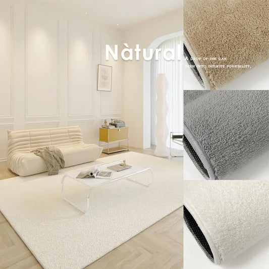 Japanese Minimalist Solid Color Plush Rugs Living Room Decoration Large Area Carpet Bedroom Thickened Soft Carpets Lounge Rug