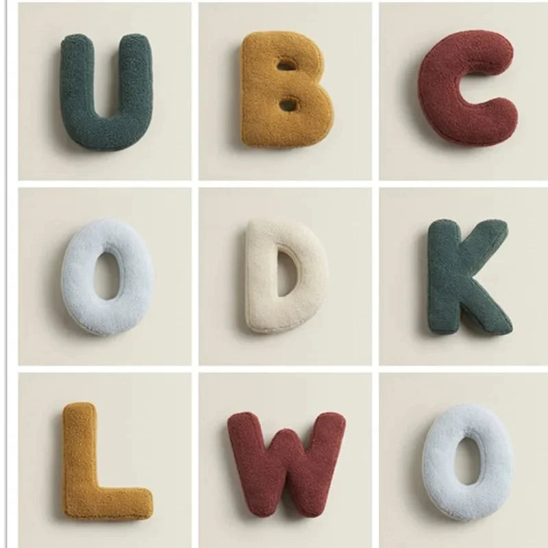 Ins 26 English Letters Plush Throw Pillow Soft Stuffed Kids Toys Dolls Sofa Cushion Room Decor Shooting Props for Children Gifts