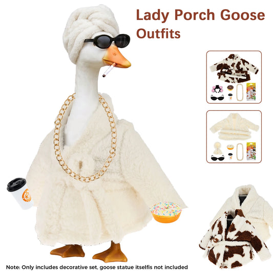 23 Inch Lady Porch Goose Outfits Decorative Lawn Goose Bathrobe Costume Funny Garden Statue Dress Up Clothing and Accessories