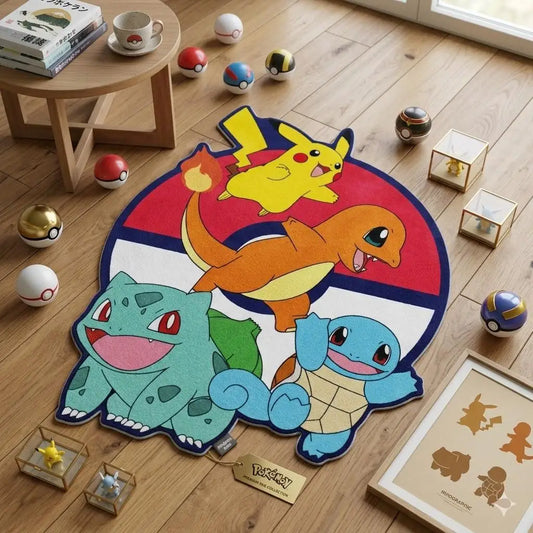 Anime Pokemon Pikachu Squirtle Irregular Area Rugs Children Birthday Gifts Home Bedroom Deco Door Kitchen Mats Living Room Rugs