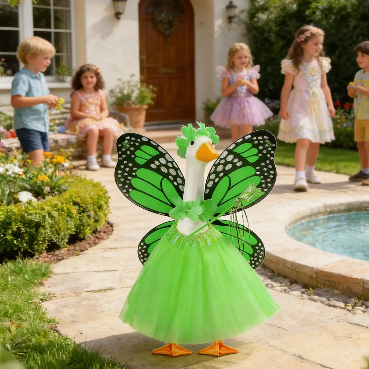 Butterfly Porch Goose Outfit Patio Figurine Clothing Porch Goose Cosplay Costume for Garden Yard Lawn Patio Courtyard Balcony
