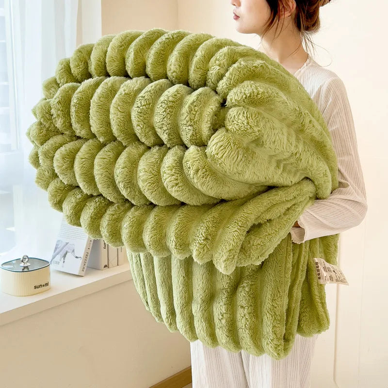 Thickened Wide Striped Flannel Multifunctional Blanket Autumn, Can Be Used As Bed Sheet Winter Blanket, Sofa Blanket,nap Blanket