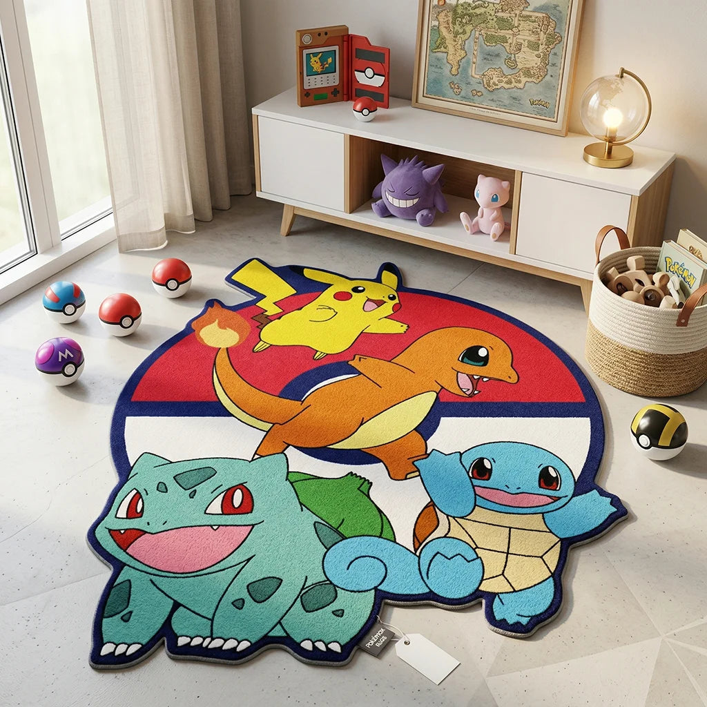 Anime Pokemon Pikachu Squirtle Irregular Area Rugs Children Birthday Gifts Home Bedroom Deco Door Kitchen Mats Living Room Rugs