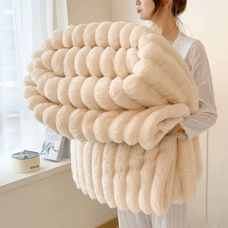 Thickened Wide Striped Flannel Multifunctional Blanket Autumn, Can Be Used As Bed Sheet Winter Blanket, Sofa Blanket,nap Blanket