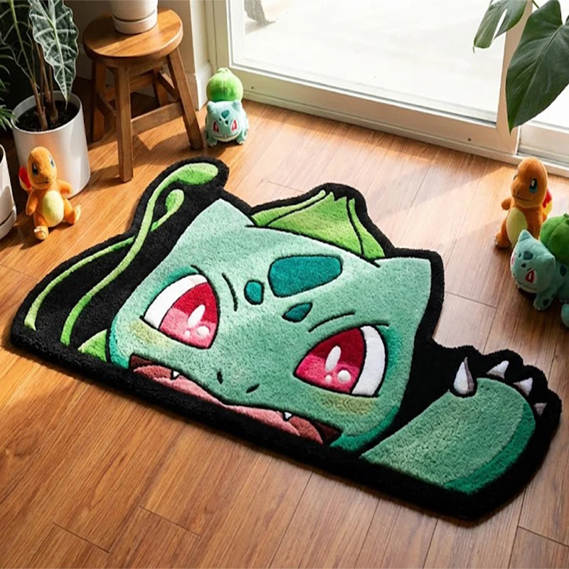 Anime Pokemon Cool Bulbasaur Irregular Area Rugs Children Birthday Gifts Home Bedroom Deco Door Kitchen Mats Living Room Rugs