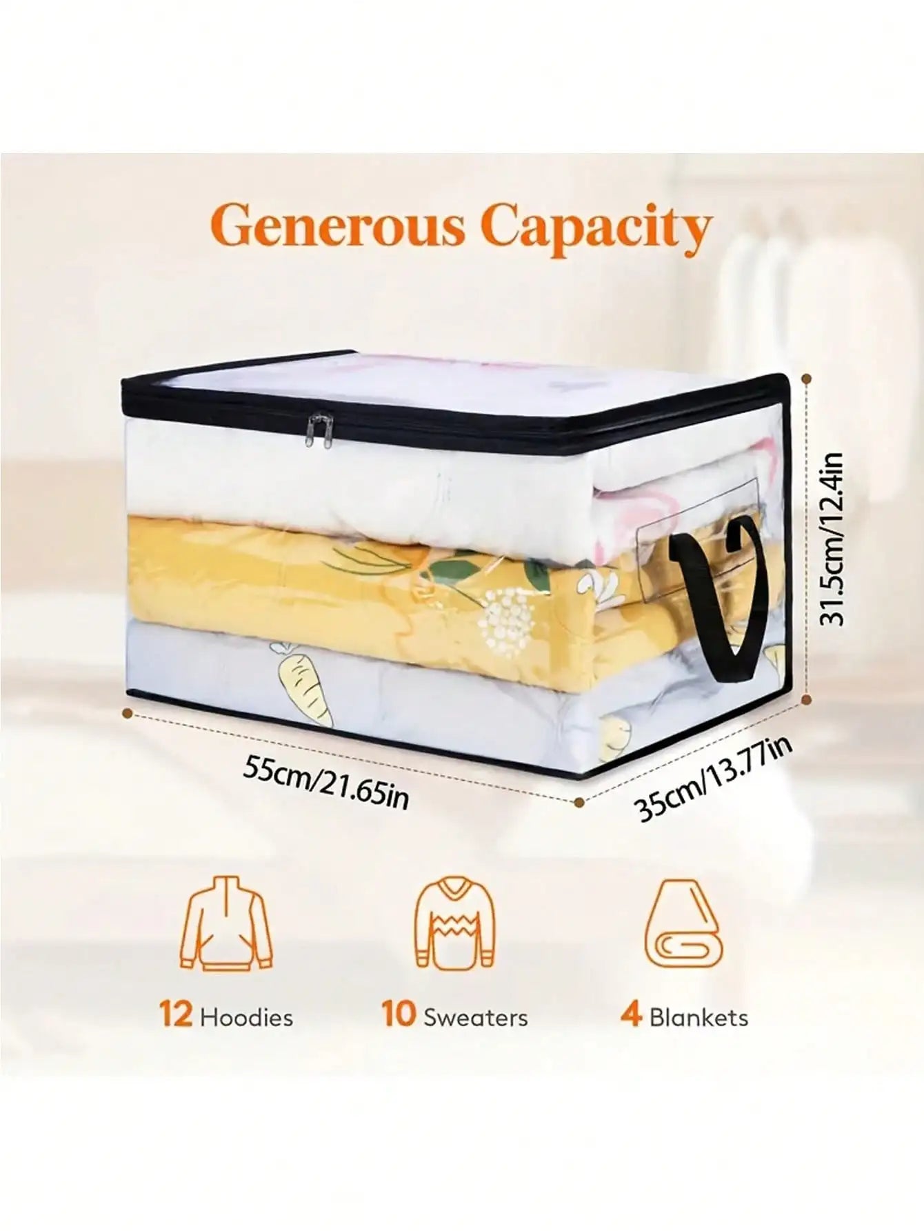 Clear Blanket Storage Bags with Zipper, Plastic Storage Bags for Closet Clothes Comforter Toys Sweaters Bedding, Bed Organizers