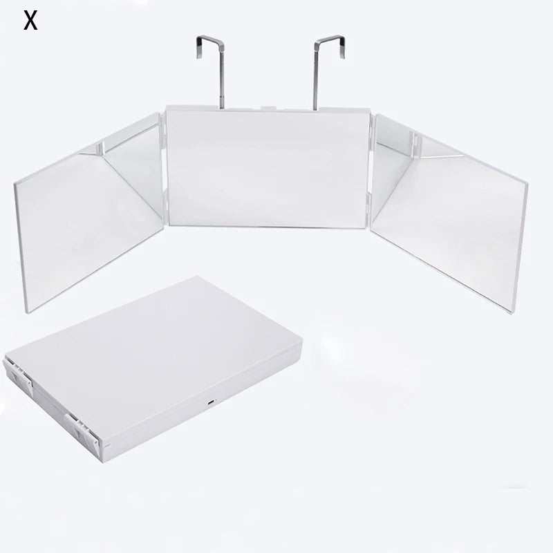 3-Way Mirror with LED 360 Trifold Hair Cut Mirror with Lighting Self Hairdressing Mirror For Hair Suitable For Haircut Styling