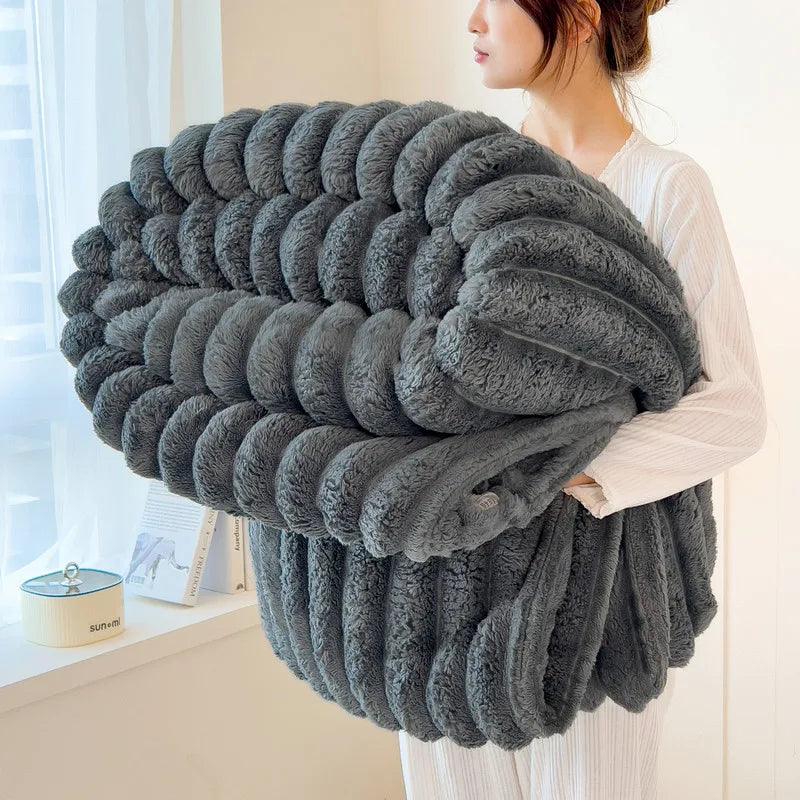 Thickened Wide Striped Flannel Multifunctional Blanket Autumn, Can Be Used As Bed Sheet Winter Blanket, Sofa Blanket,nap Blanket