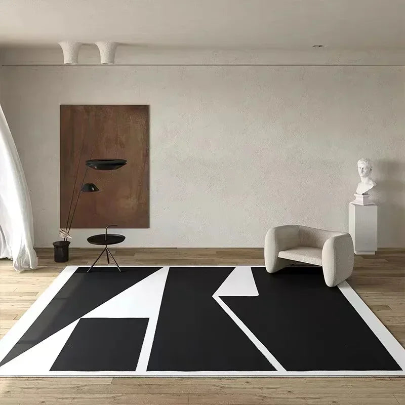Classic Retro Black White Striped Living Room Carpet High Grade Thickened Soft Plaid Bedroom Carpets Living Room Rugs kовер 러그