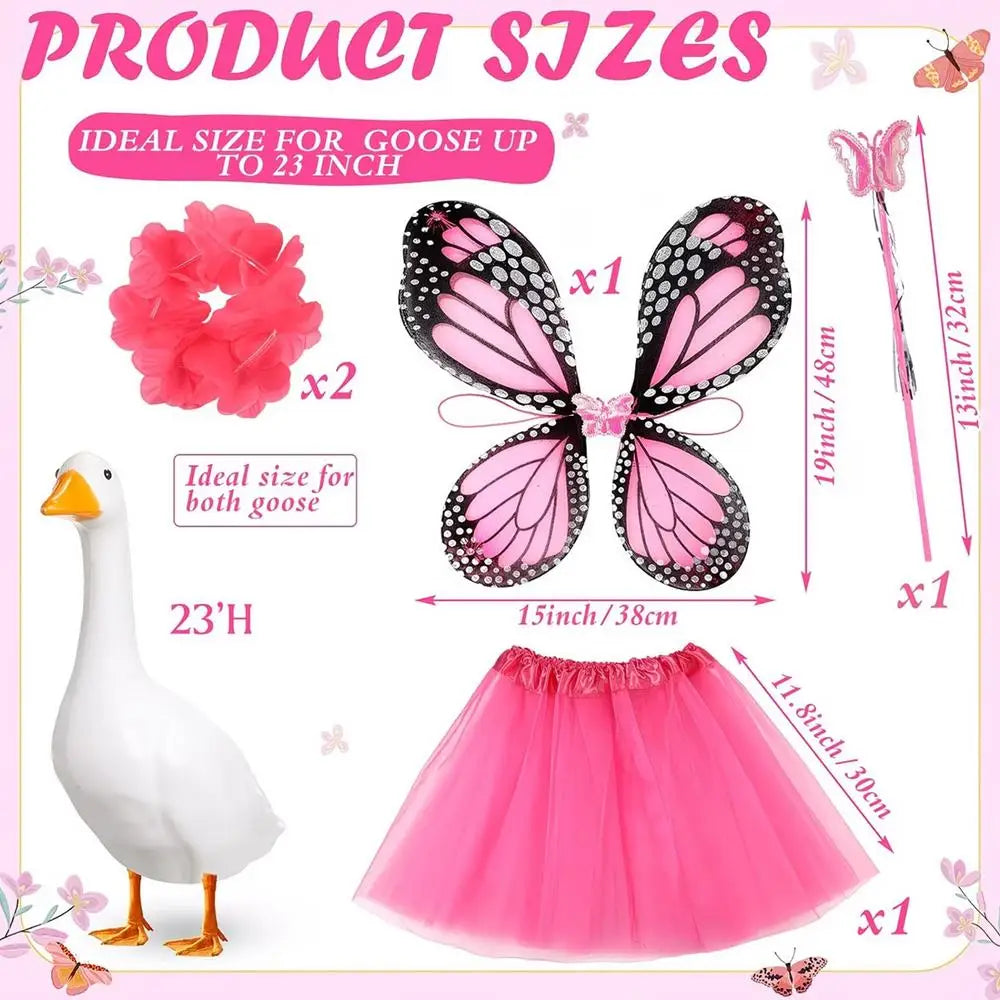 Butterfly Porch Goose Outfit Patio Figurine Clothing Porch Goose Cosplay Costume for Garden Yard Lawn Patio Courtyard Balcony