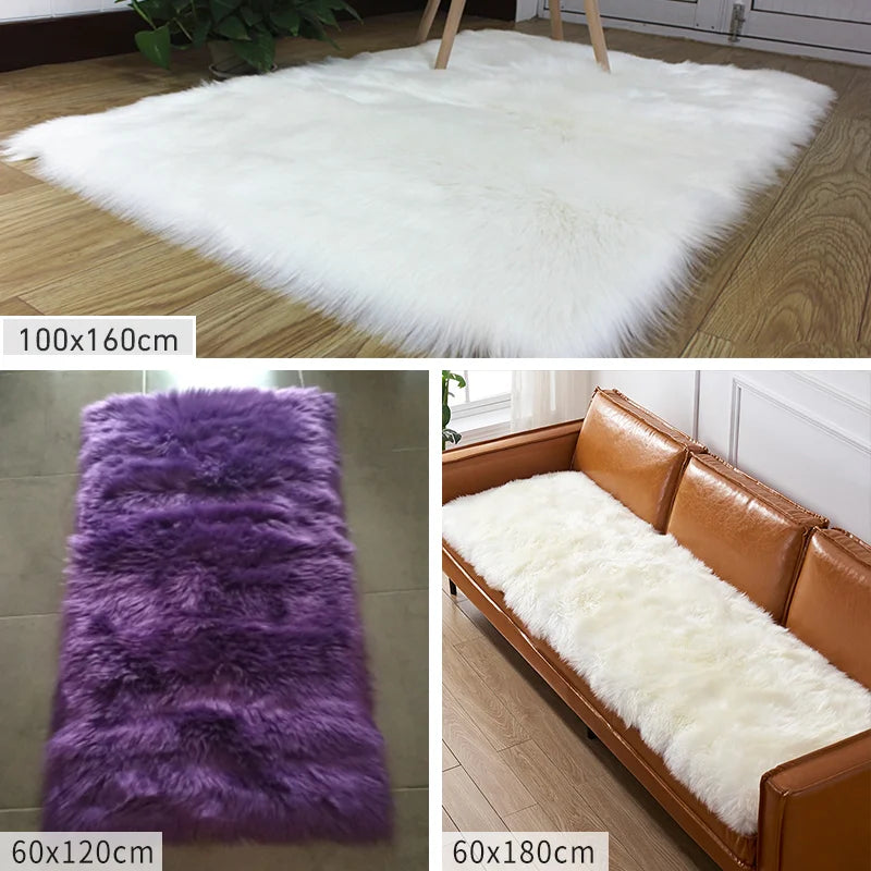Plush Sheepskin Rugs for Bedroom Soft Carpet Room Long Hair Bedside Mat Floor Hairy White Rugs Living Room Fur Kids Carpets