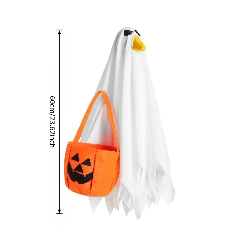 Halloween Porch Goose Costume Set Halloween Porch Outfit with Hat,Ghost Costume and Pumpkin Basket Christmas Party Decoration